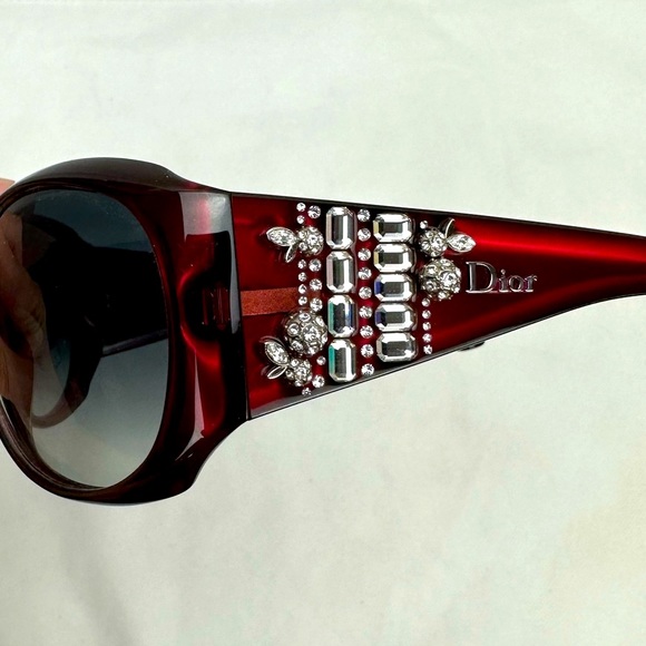 Dior Limited Red Swarovski Crystals Oval Gradient Lens Acetate Sunglasses - Picture 12 of 14